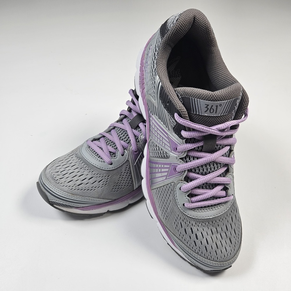 361 Degrees Womens‎ Shield Shoes Sneakers Sz 9 Gray Purple Running Athletic